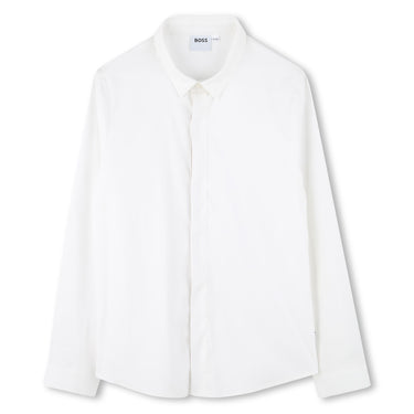 BOSS camisa para niño y adolescente blanca pequeño logp bordado al frente